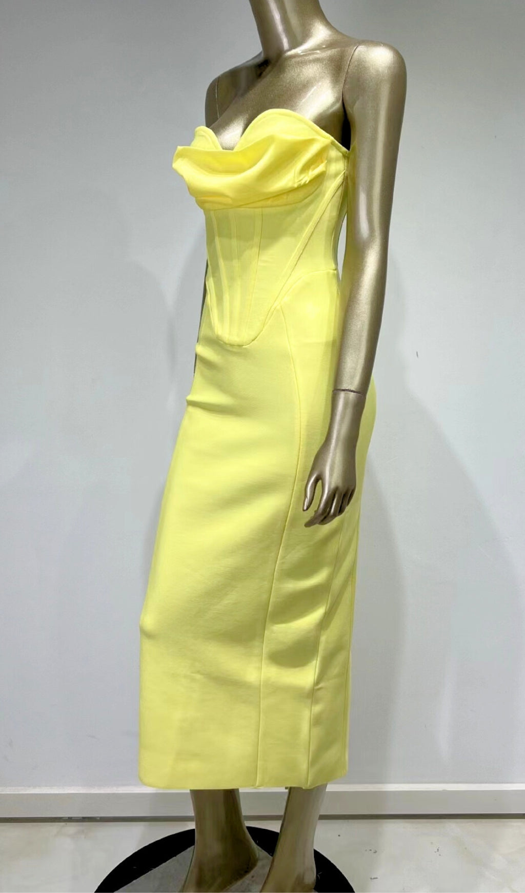 PATCHWORK STRAPLESS BANDAGE DRESS