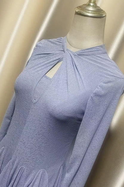 Long Sleeve Mini Dress In Grey