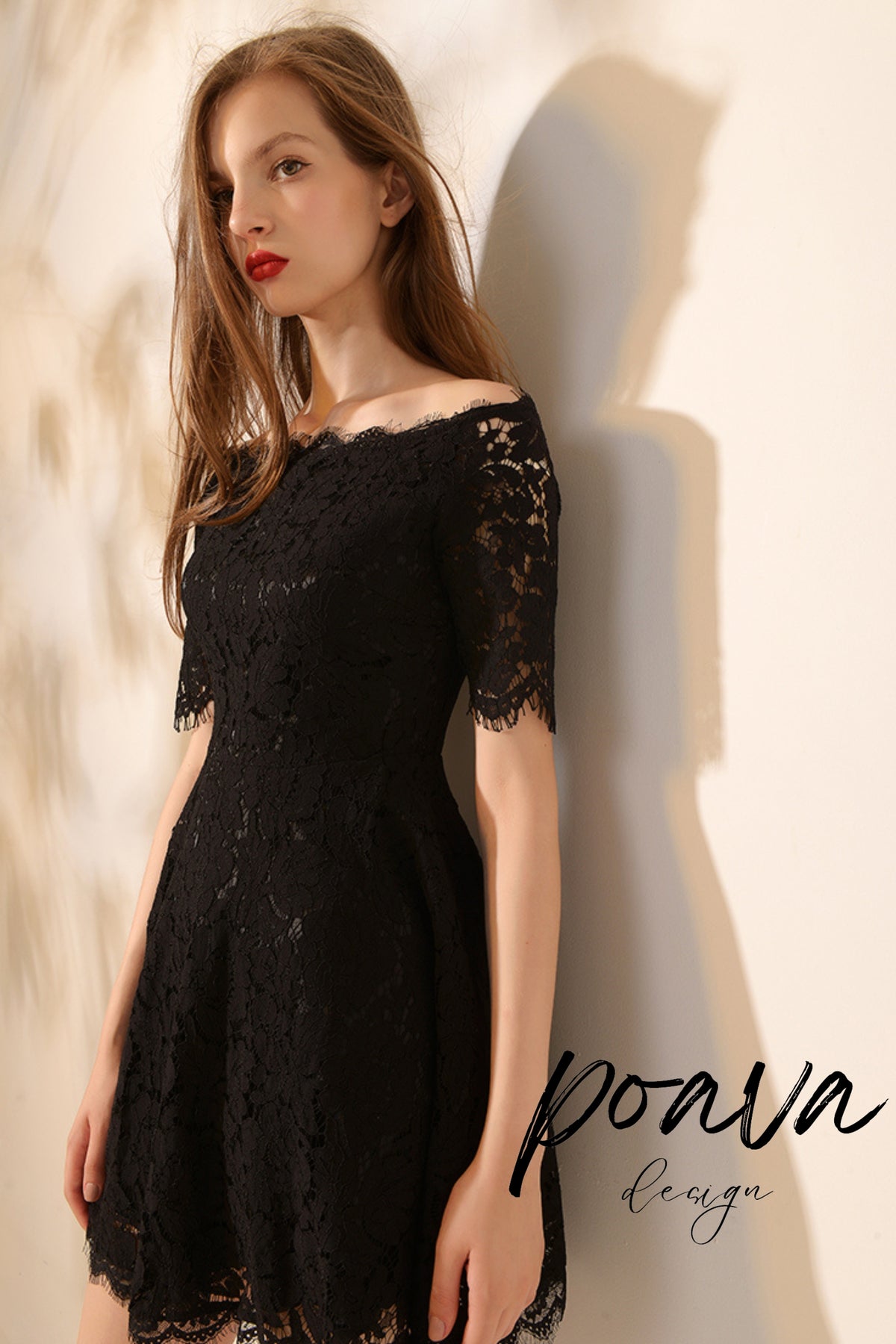 Hepburn lace mini dresses in black