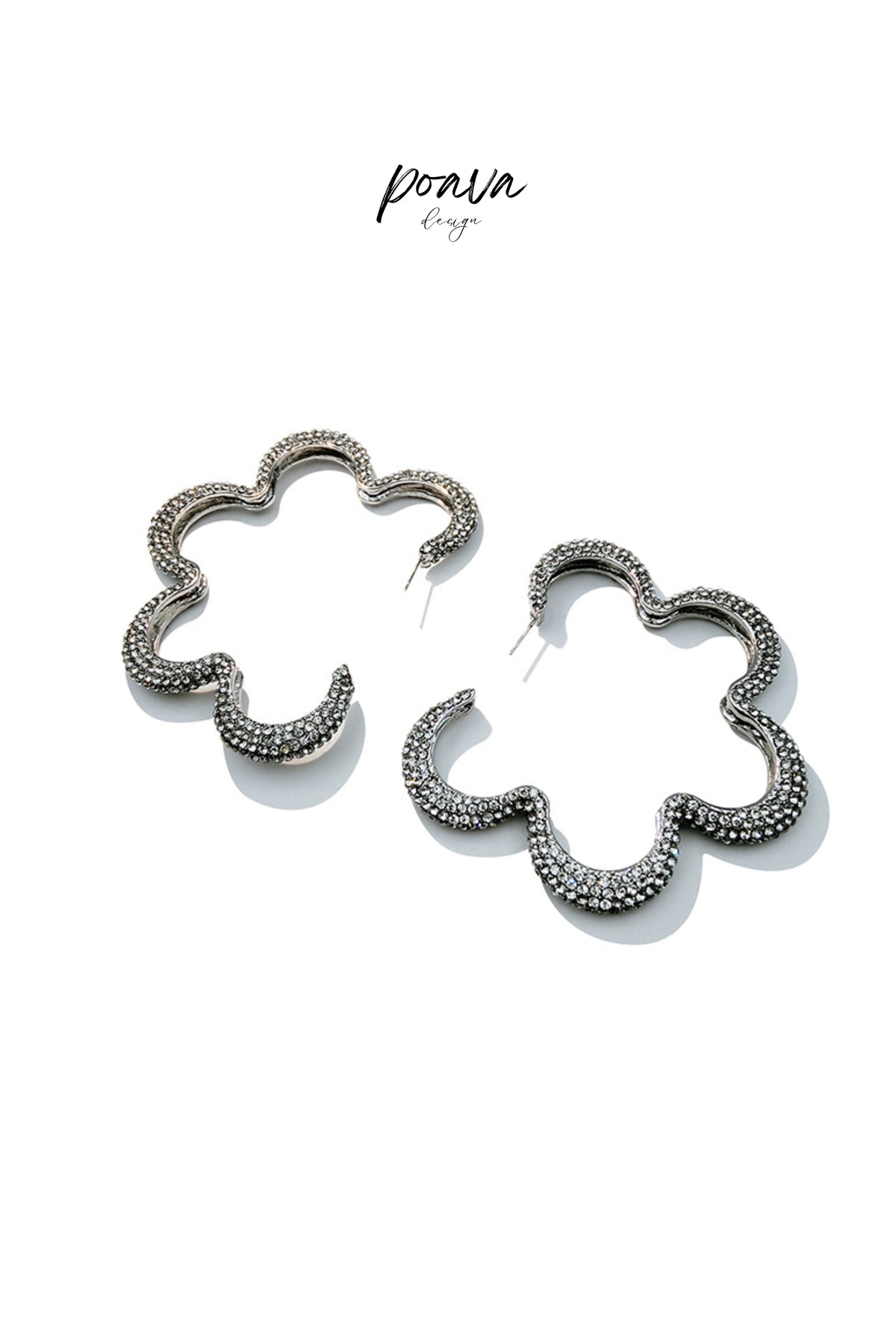 Crystal-Embellished Flower Earrings