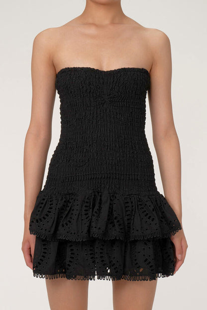 Santorini Eyelet Dress - Black