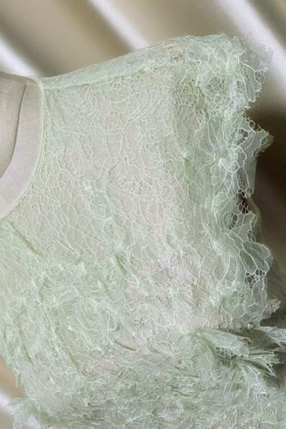 jennifer Lace Flower embellished maxi Dress in green