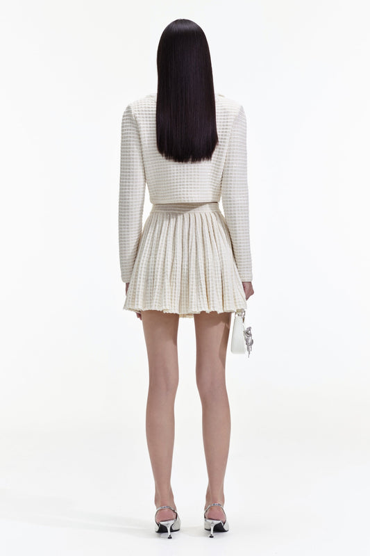 CREAM KNIT TRIM SKIRT