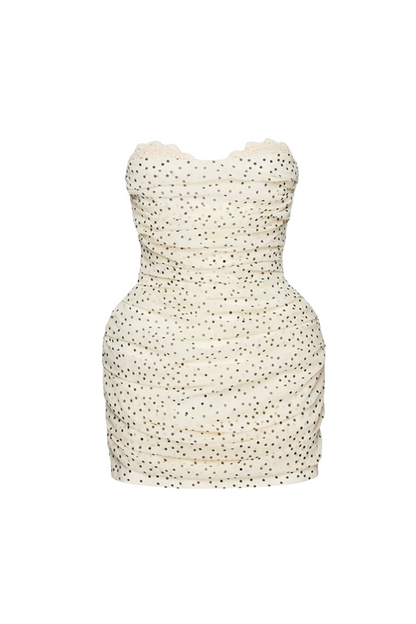georgia polka dot tube top mini dress in apricot