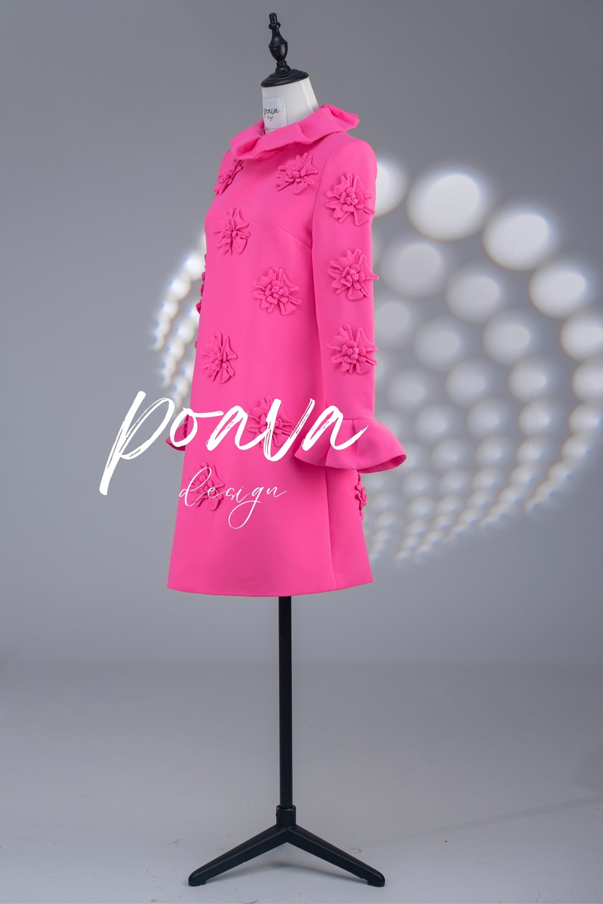 LORELAI PINK JACQUARD FLORAL LONG SLEEVE MINI DRESS