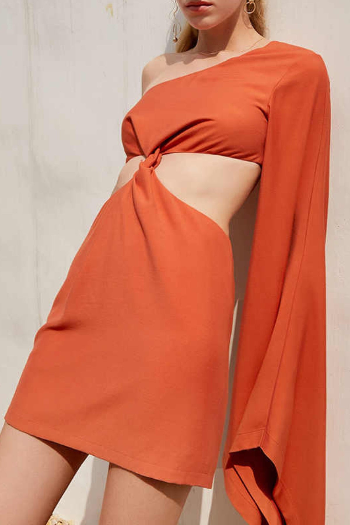 asymmetry one shoulder mini dress