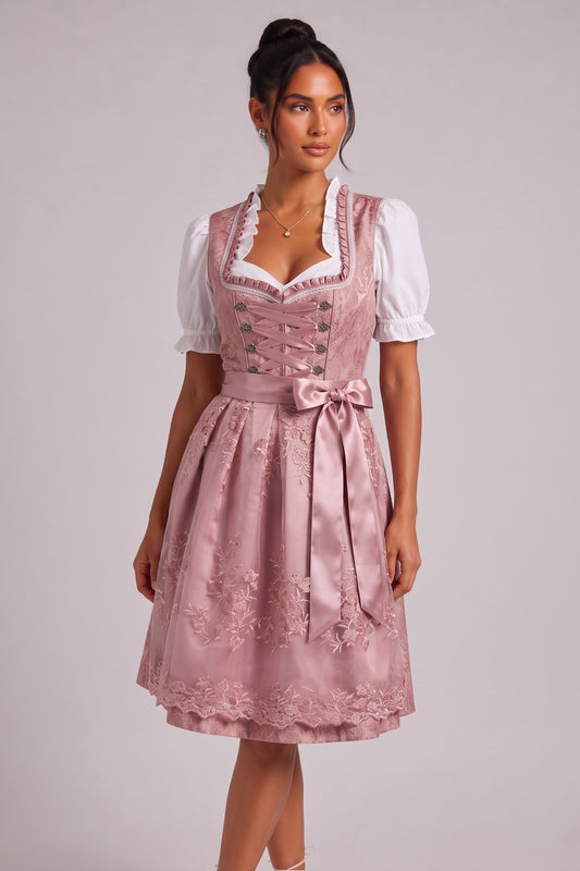 Dusty pink Jacquard/brocade Fit-and-flare Dirndl set Dusty pink Jacquard/brocade Dirndl set - product view 2