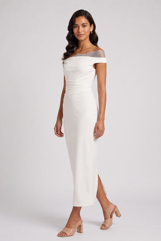 off-white crepe sheath dress off-white crepe dress - product view 1