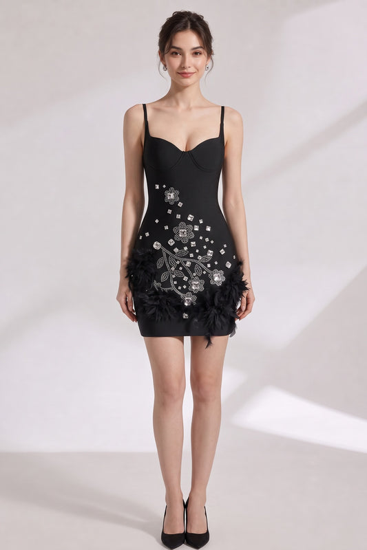 black heavy stretch knit bodycon dress black heavy stretch knit dress - product view 1