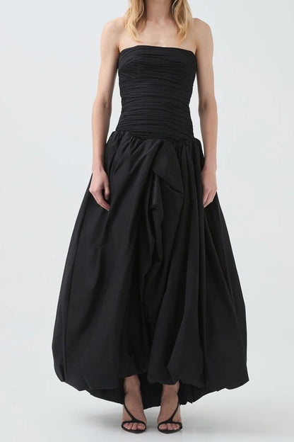 nancy Bubble Hem Maxi Dress in black