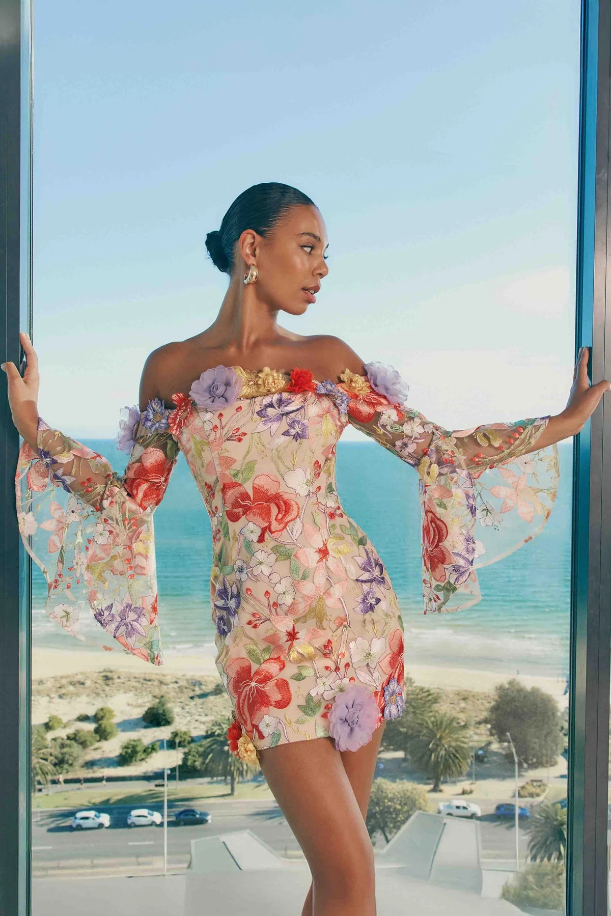 tabitha multicolor Off Shoulder Mini Dress in Floral