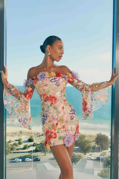 tabitha multicolor Off Shoulder Mini Dress in Floral