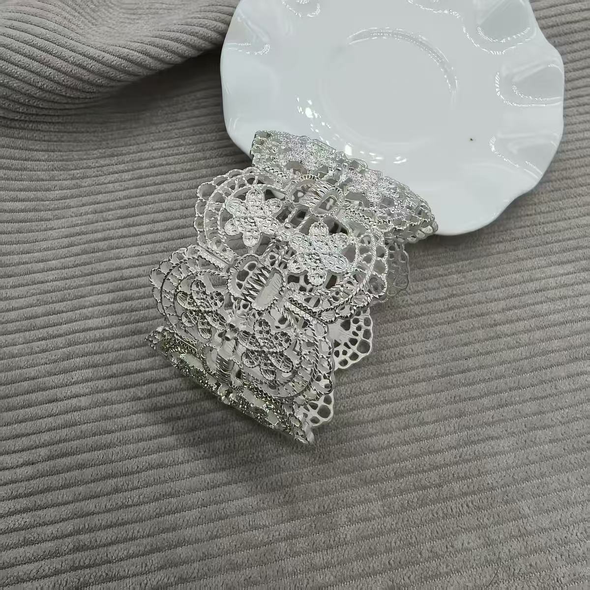 Shannon Gothic Cut Out Floral White Bracelet