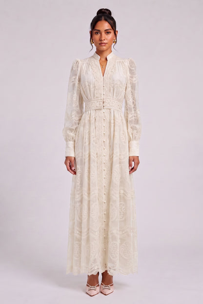 cream corded lace A-line dress cream corded lace dress - product view 2