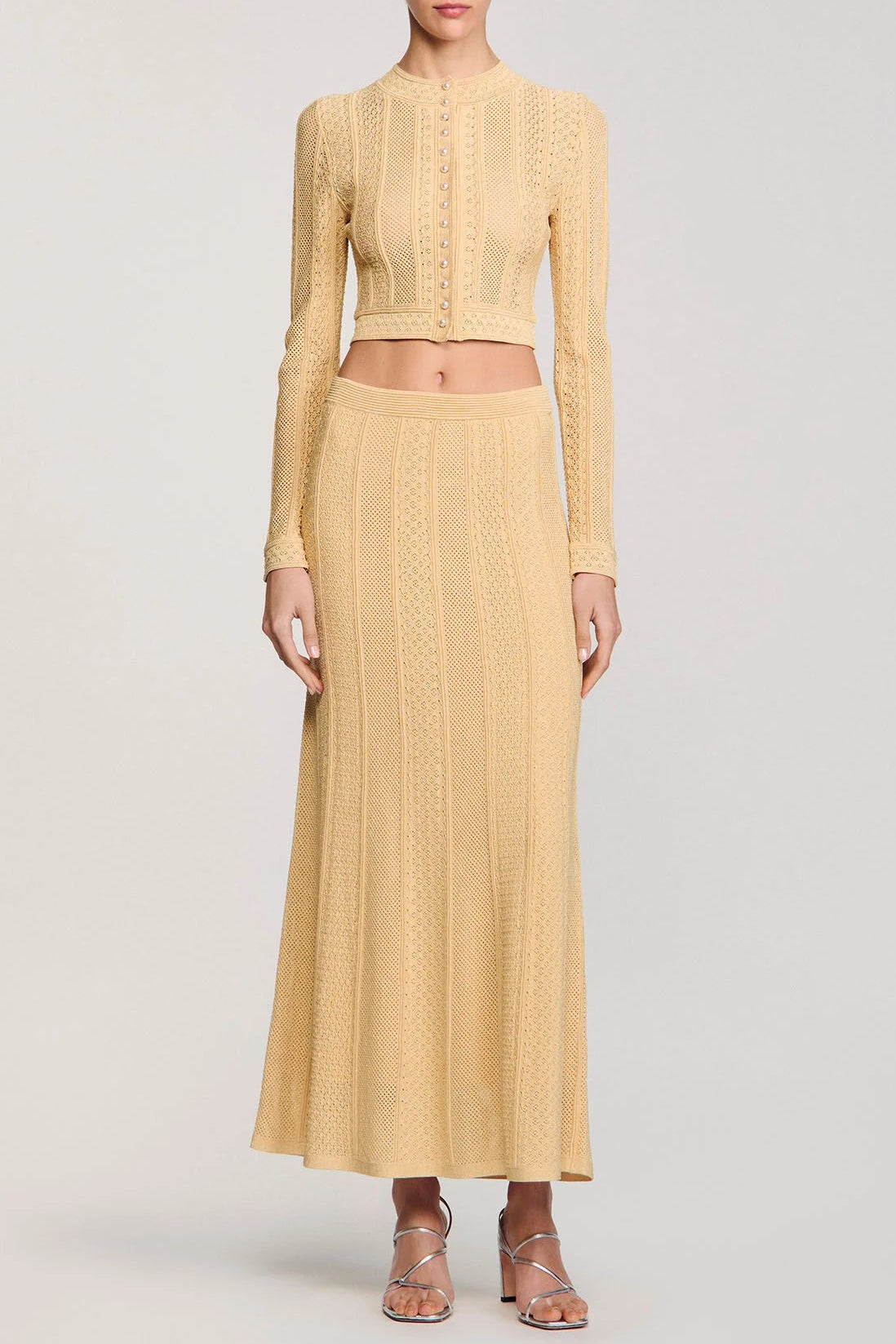 tiffany knit top maxi skirt in yellow