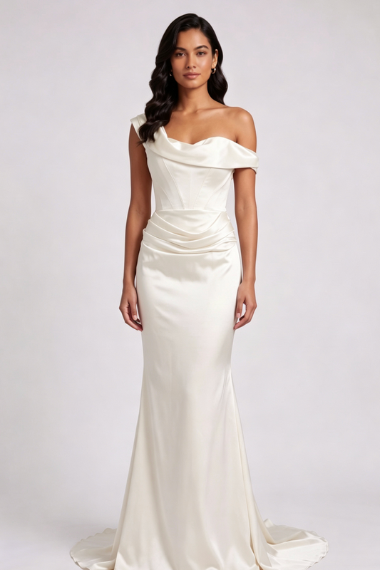 cream satin mermaid gown
