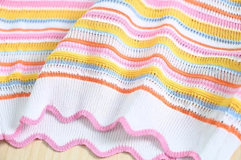 Rainbow Striped Knit Tank Top