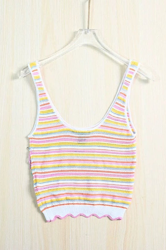 Rainbow Striped Knit Tank Top