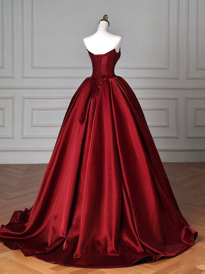 Satin Burgundy Prom Dress
