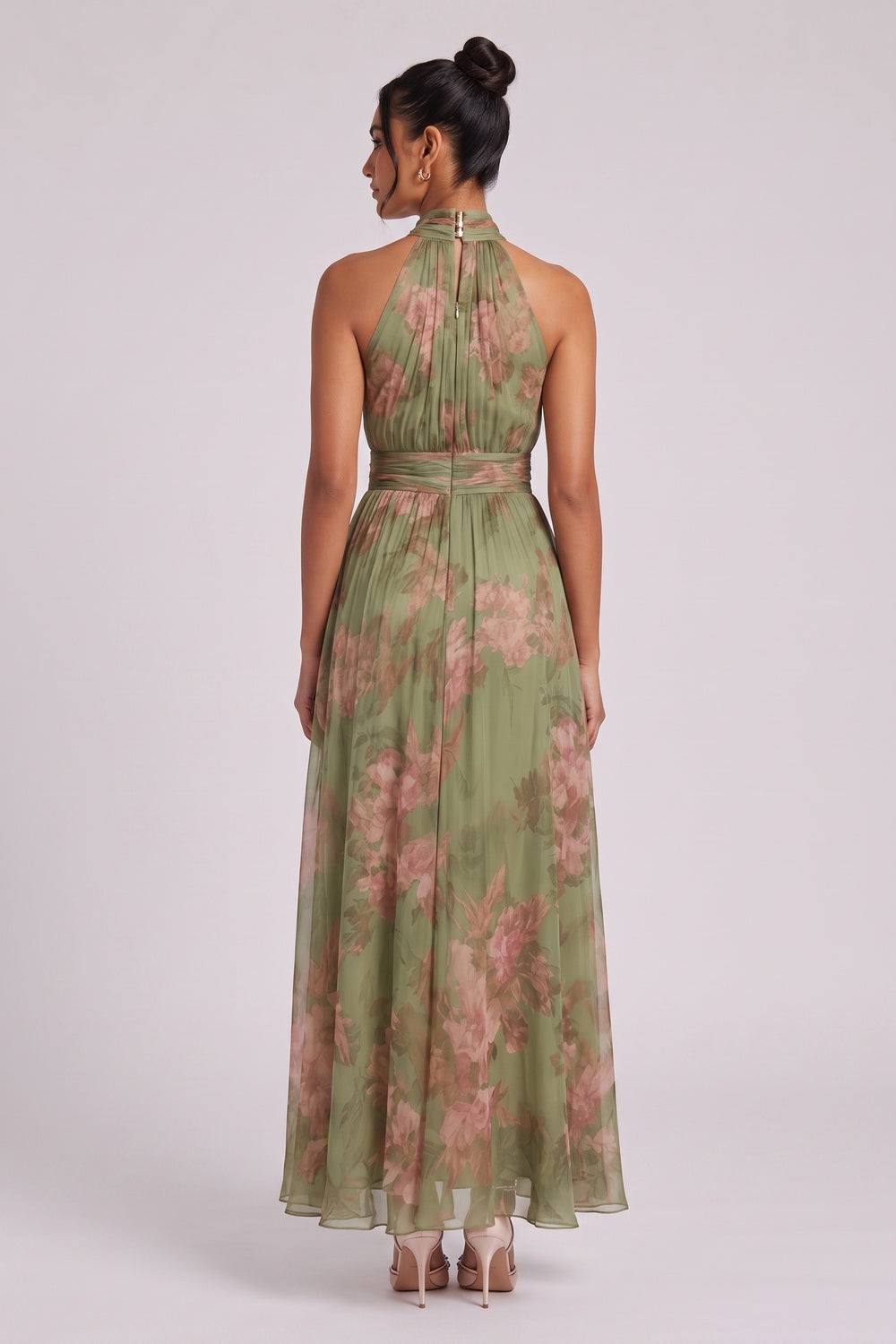 olive green chiffon a-line dress olive green, sage green chiffon dress - product view 5