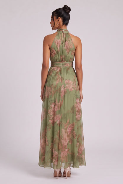 olive green chiffon a-line dress olive green, sage green chiffon dress - product view 5