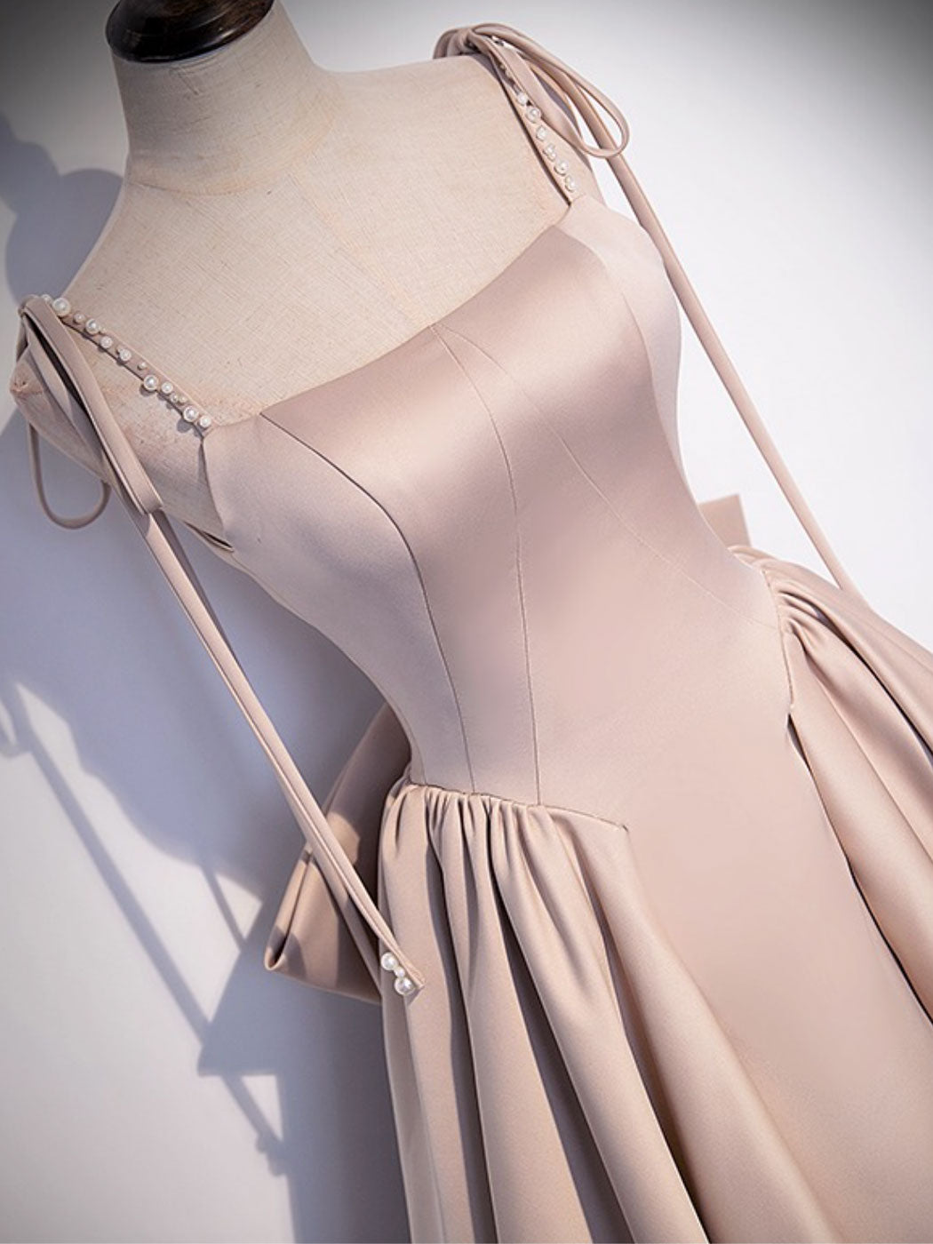 Champagne A-Line Satin Dress