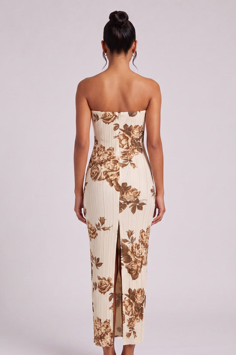 cream plissé knit column dress cream plissé knit dress - product view 5
