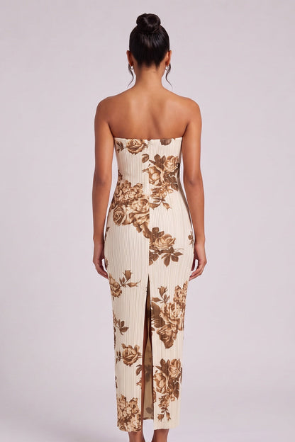 cream plissé knit column dress cream plissé knit dress - product view 5