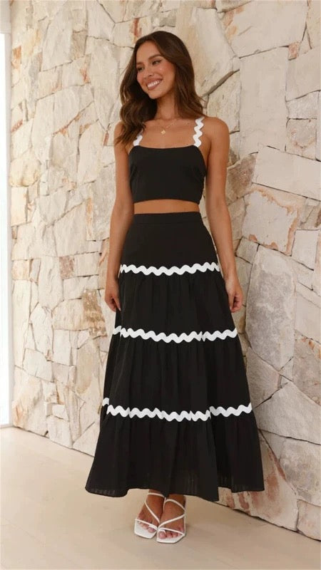 Rikki Ric Rac Skirt Set (Black)