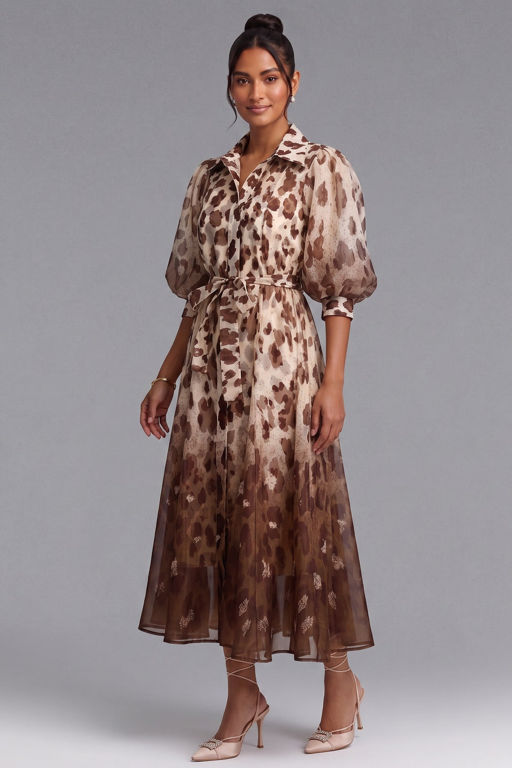 Premium Fabric Leopard Print Midi Dress Premium Fabric - product view 4