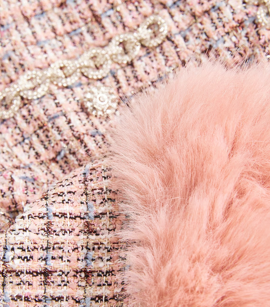 rosemary Pink Bouclé Fur-Trim Jacket