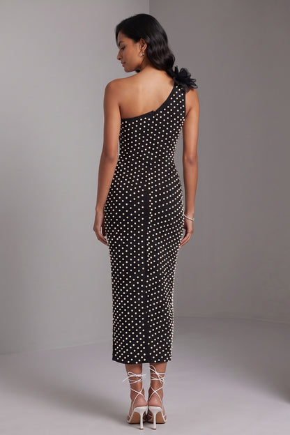 black stretch crepe sheath dress black stretch crepe dress - product view 5