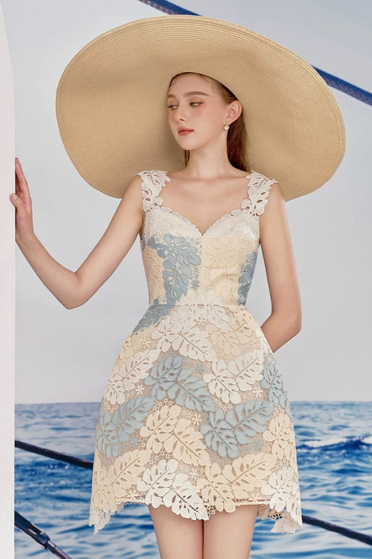 Maris A-line Sweetheart Neck Lace Mini Dress