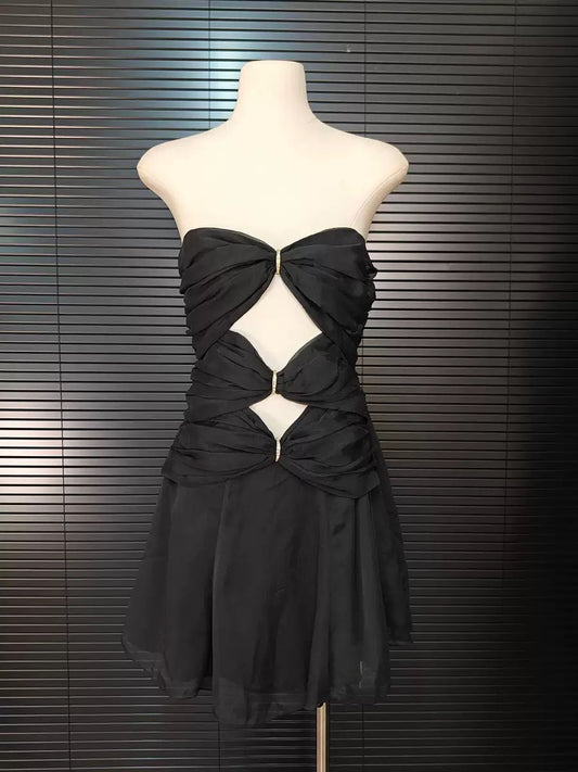 Strapless Cutout Mini Dress - Black