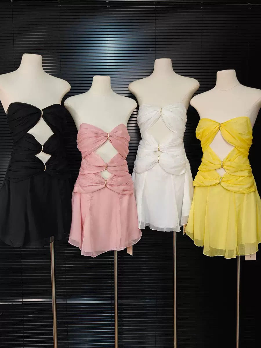 Strapless Cutout Mini Dress - Black