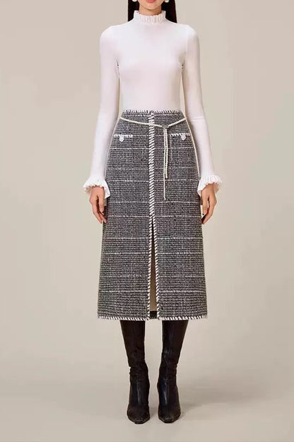 Black Tweed Jacket Set Dress