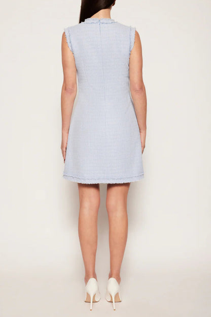 Tweed sleeveless mini dress in blue