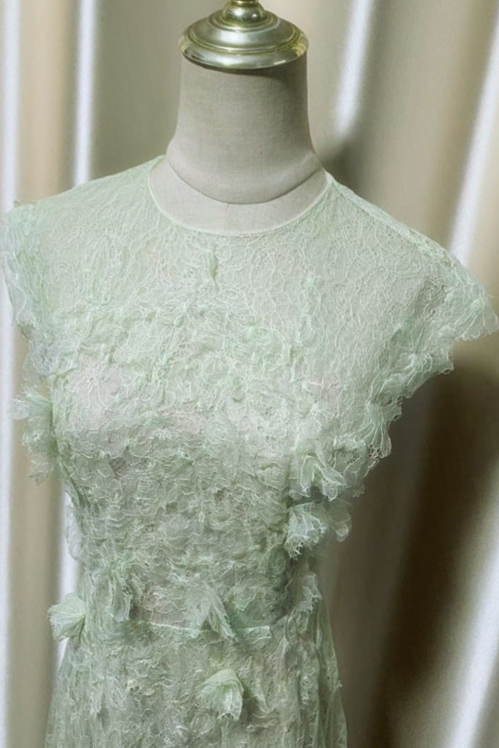 jennifer Lace Flower embellished maxi Dress in green