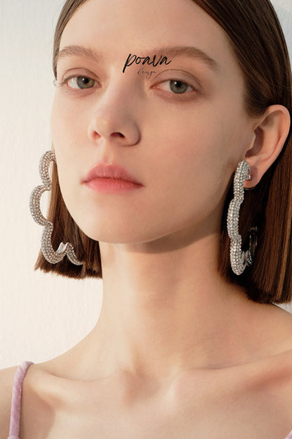 Crystal-Embellished Flower Earrings