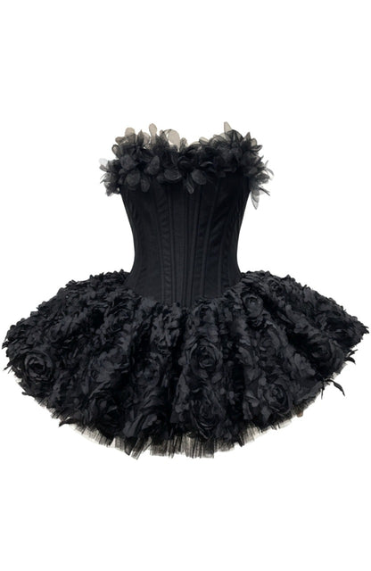 Strapless Petal Floral Corset A Line Dress