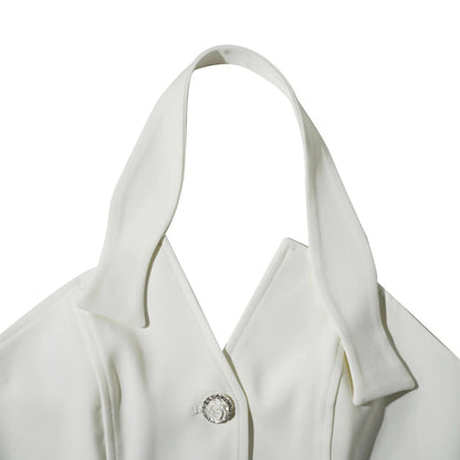 halter neck vest flower embellished pants suit in ivory