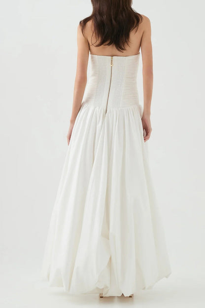 nancy Bubble Hem Maxi Dress in ivory