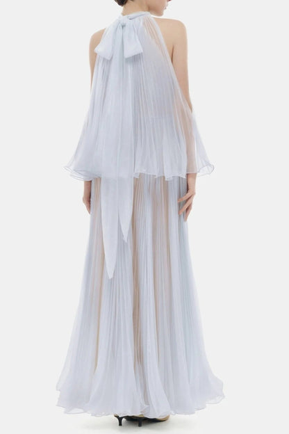 belinda Violet Pleated tulle sleeveless maxi Dress