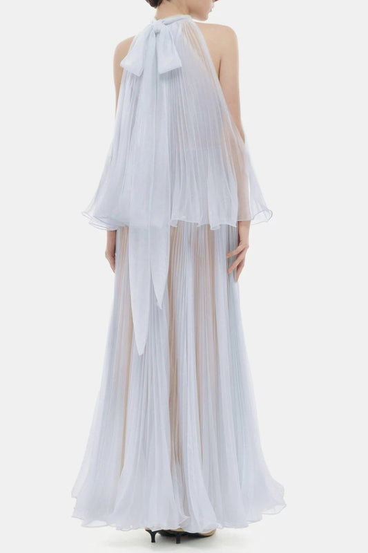 belinda Violet Pleated tulle sleeveless maxi Dress
