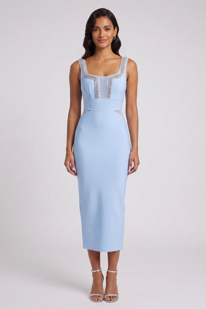light blue heavy knit sheath dress light blue heavy knit dress - product view 1