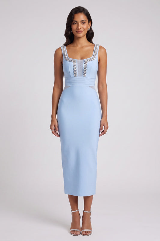 light blue heavy knit sheath dress light blue heavy knit dress - product view 1