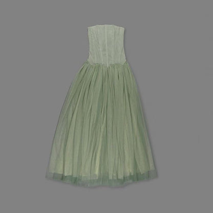 Sage Green Chiffon A-Line Floor-Length Gown