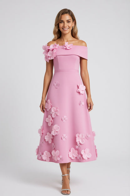 Light Pink Solid Matte Structured Fabric (Likely Crepe or Satin Blend) A-Line Flare Evening Dress Light Pink Solid Matte Structured Fabric (Likely Crepe or Satin Blend) Evening Dress - product view 1