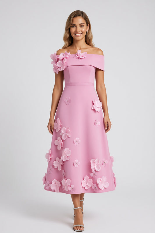 Light Pink Solid Matte Structured Fabric (Likely Crepe or Satin Blend) A-Line Flare Evening Dress Light Pink Solid Matte Structured Fabric (Likely Crepe or Satin Blend) Evening Dress - product view 1