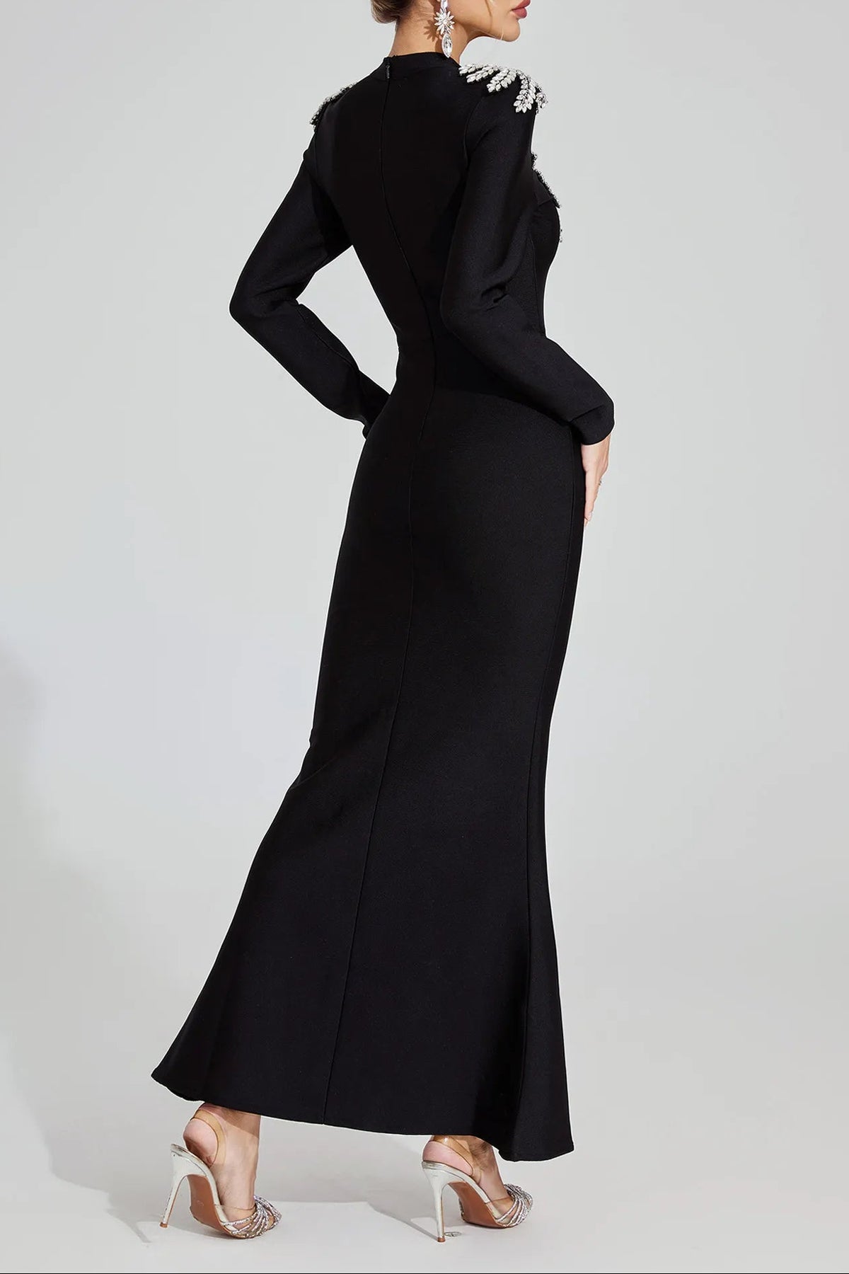 karen Black Diamond pattern Bandage maxi Dress